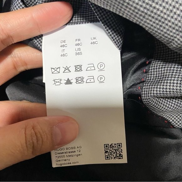 HUGO HUGO BOSS Puppytooth Wool Suit Jacket Blazer Gray Size 36S - Picture 10 of 15